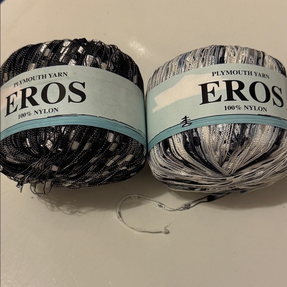 Set of 2 Plymouth Yarn Eros Black and White Yarn 165 Yards